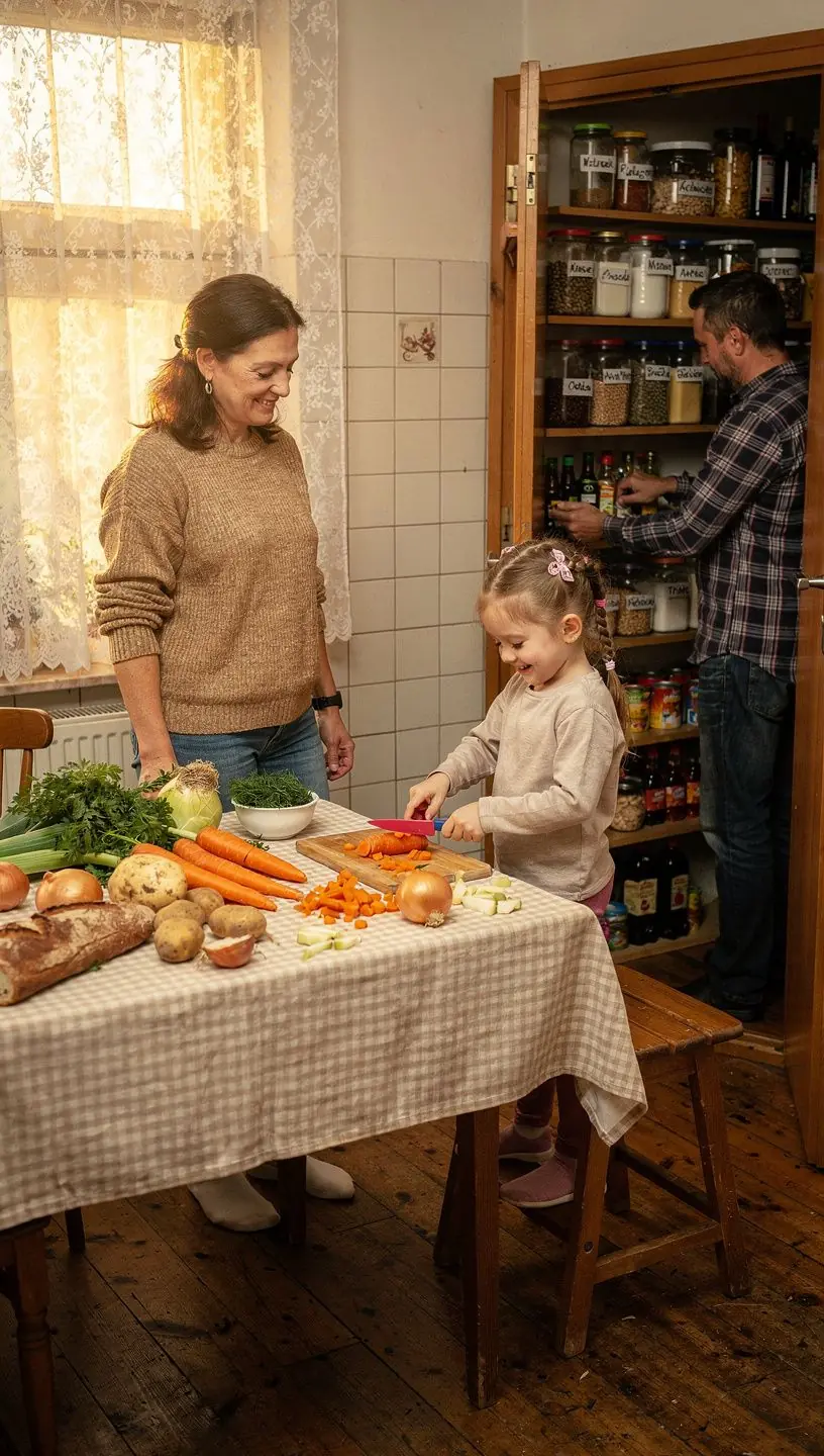 Tablica z harmonogramem sprzątania i przypomnieniami, zawieszona w centralnym miejscu mieszkania.